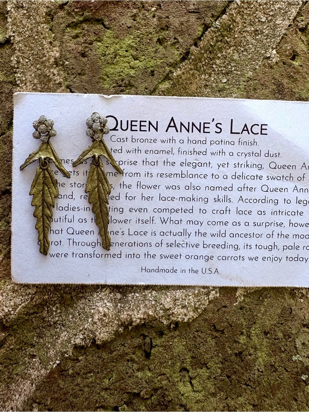 Michael-Michaud Queen Anne's Lace Gold Leaf Drop Earrings